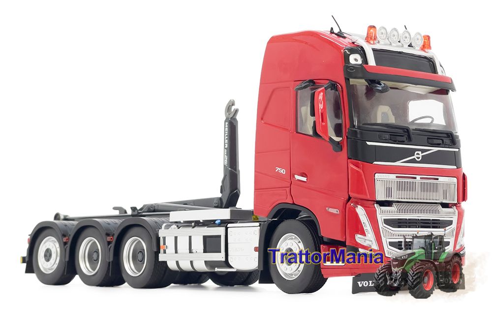 Volvo FH5 truck with Meiller hooklift, red 